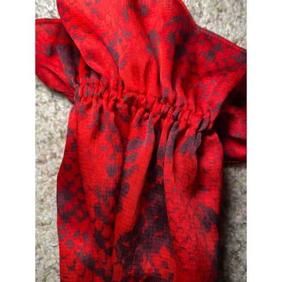 Ann Taylor - Red Snakeskin Ruffle Wrap Dress - XS - Picture 8 of 14